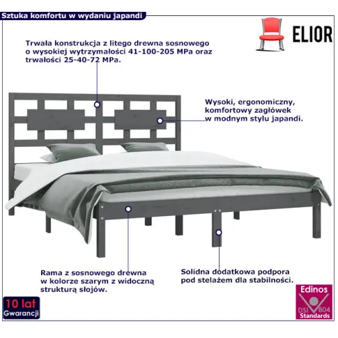 Fotografia Szare drewniane łóżko z zagłówkiem 120x200 - Wexa 4X z kategorii Łóżka i materace