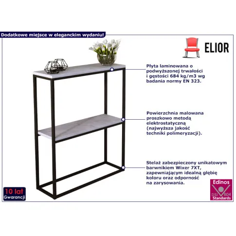 Fotografia Nowoczesna konsola z półkami czarny + beton - Carello 4X z kategorii Konsole