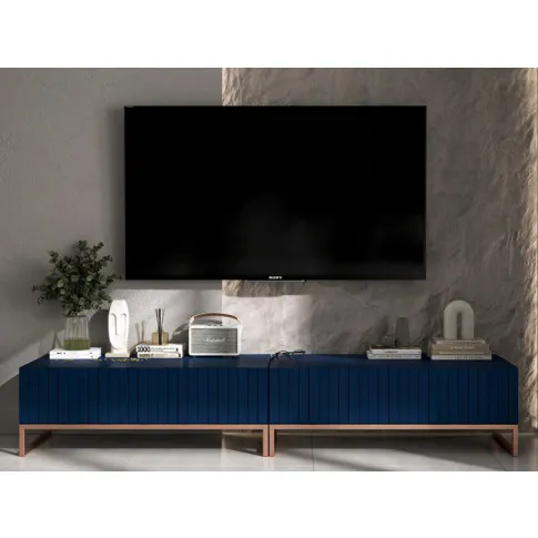 Wizualizacja zestawu 2 granatowych szafek RTV Irving 10X