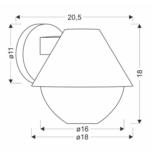 Wymiary czarnego kinkietu D166-Zilmis