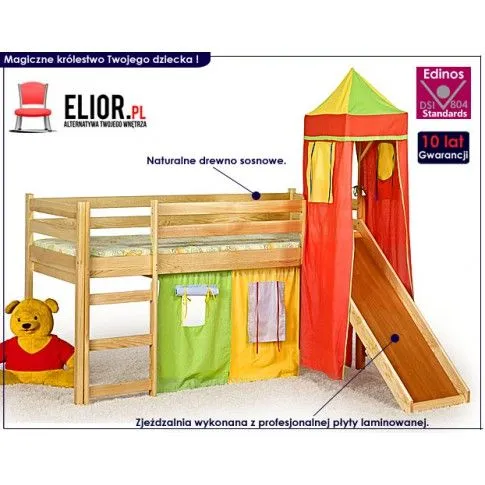 Zdjęcie Łóżko piętrowe ze zjeżdzalnią Sillo dla dzieci, młodzieży | Edinos.pl