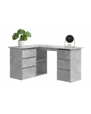 Szare biurko kątowe z szufladami beton - Favixo w sklepie Edinos.pl
