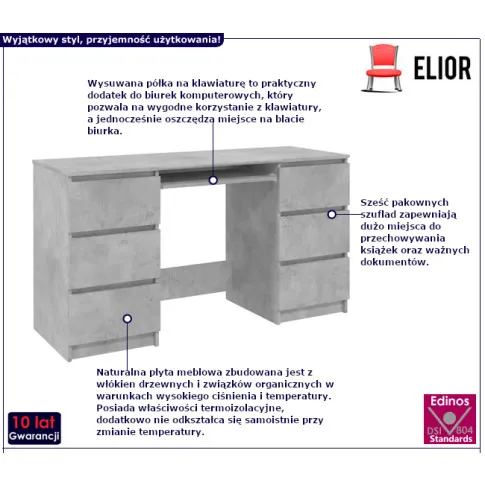 Bilbao biurko w kolorze szarego betonu