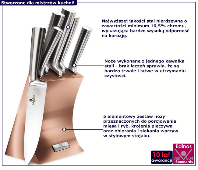 Zestaw noży Abel 9X kolor rożowe złoto