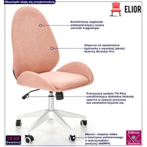 Fotografia Różowe krzesło biurowe dla dzieci - Fugi z kategorii Fotele