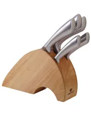 Komplet 5 noży ze stali w drewnianym stojaku - Sabef 4X w sklepie Edinos.pl