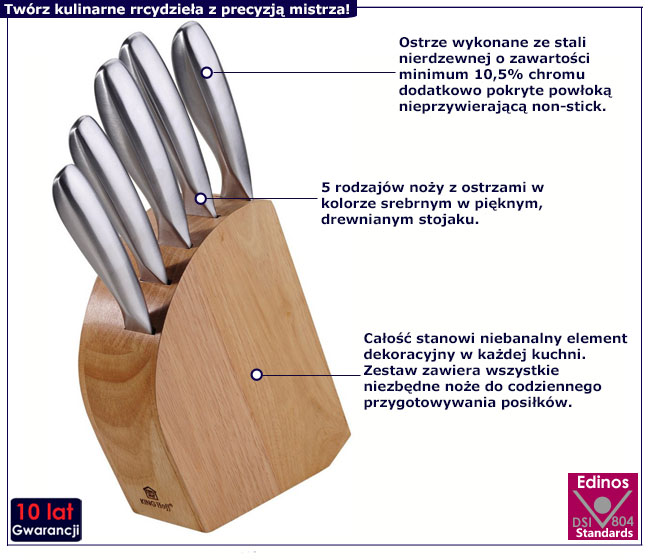 Komplet noży w stojaku Argo 5X