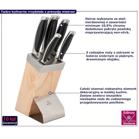 Noże w drewnianym bloku Liviur 8X