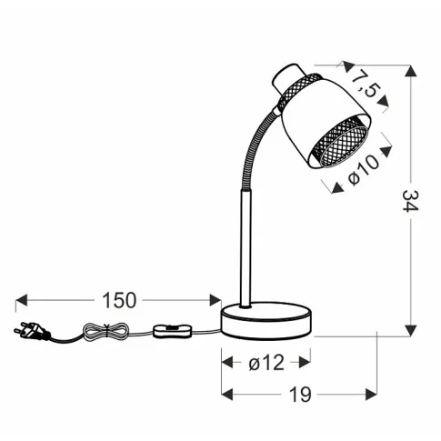 Wymiary lampki D184 Fizex