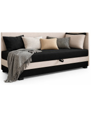 Młodzieżowy tapczan z pojemnikiem czarny + ecru Haxel - 5 rozmiarów w sklepie Edinos.pl