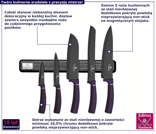 Komplet noży Loprex 5X fioletowy