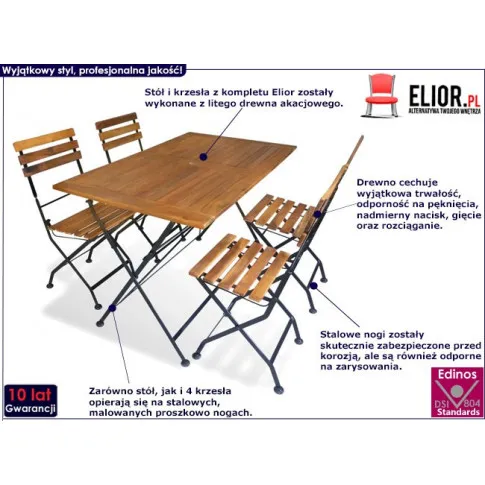 5 częściowy zestaw ogrodowy akacjowy – Farell 126