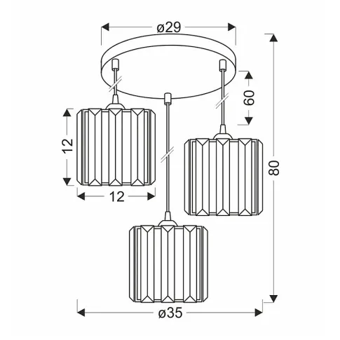 wymiary lampy wiszacej D194 Resi