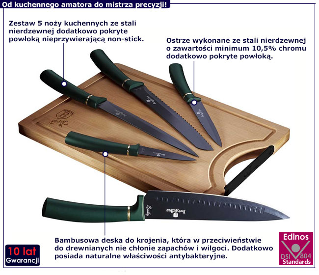 Komplet noży Prado 3X zielony