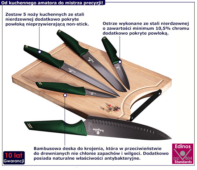 Komplet noży Prado 4X zielony