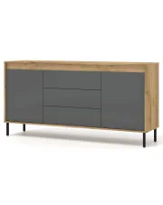 Komoda z 3 szufladami dąb craft + bazalt - Zurux 3X w sklepie Edinos.pl