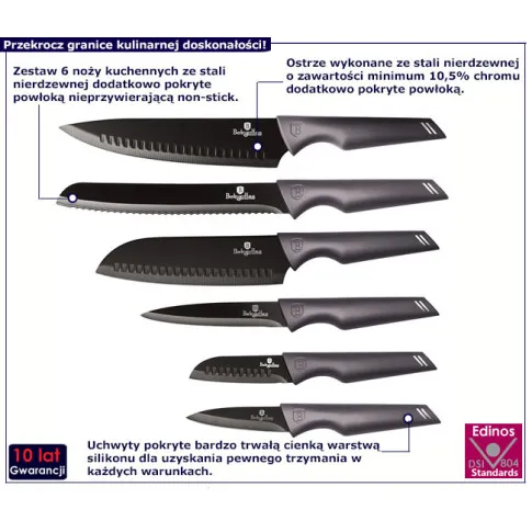 Noże z zestawu Sevrox 4X kolor czarny carbon