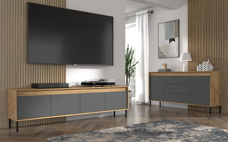 Wizualizacja aranżacji z szafką rtv Zurux 6X