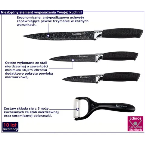 3 sztuki stalowych noży z obieraczką Odefi 5X