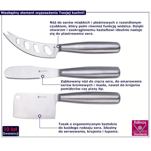 Komplet 3 sztuk noży do krojenia sera Odefi 6X