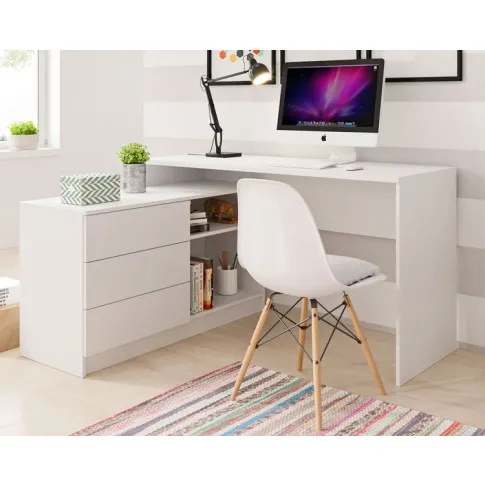 Wnętrze z wykorzystaniem białego biurka z komodą Efoz