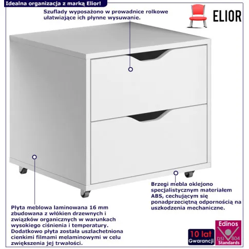 Biała mobilna szafka pod biurko Korioz