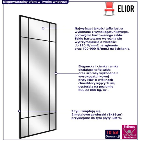 Czarne industrialne lustro Cermox 4X