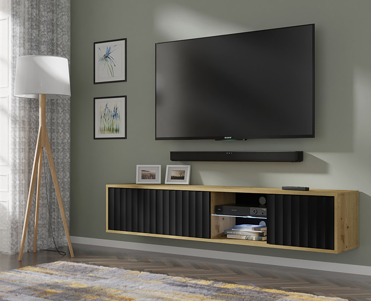 Wizualizacja aranżacji z szafką rtv artisan +czarny Solveno