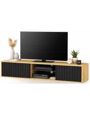 Frezowana ścienna szafka rtv dąb artisan + czarny - Solveno w sklepie Edinos.pl