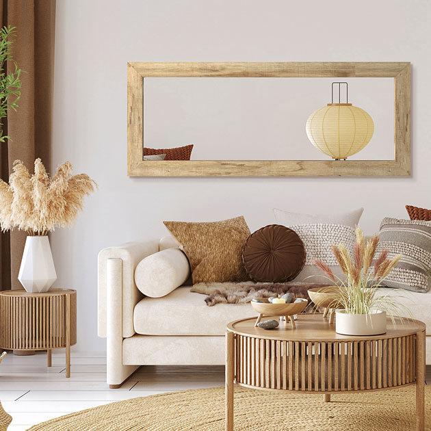 Nowoczesne prostokątne lustro ścienne Uruso dąb