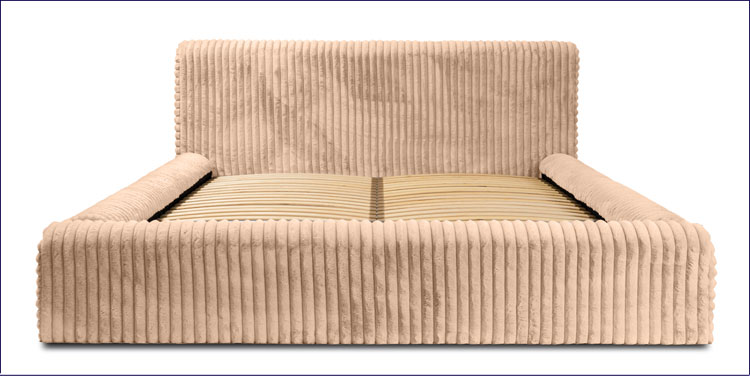 Łóżko tapicerowane z pojemnikiem i zagłówkiem do sypialni Modo beż
