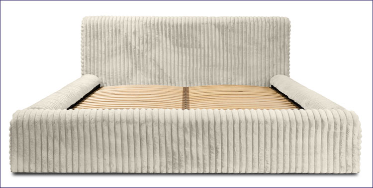 Łóżko tapicerowane z pojemnikiem i zagłówkiem do sypialni Modo krem