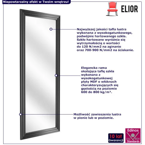 Czarne nowoczesne lustro Rinfix