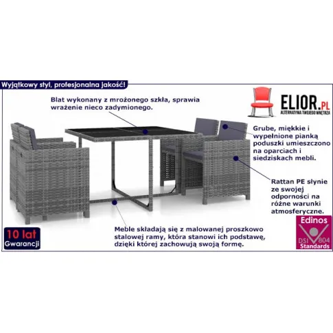 Nowoczesny 5 częściowy zestaw mebli ogrodowych Sailor