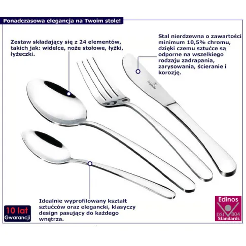 Komplet sztućców ze stali nierdzewnej Gifdos 12X