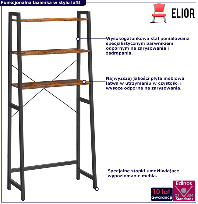 Industrialny regał nad toaletę Lofioz