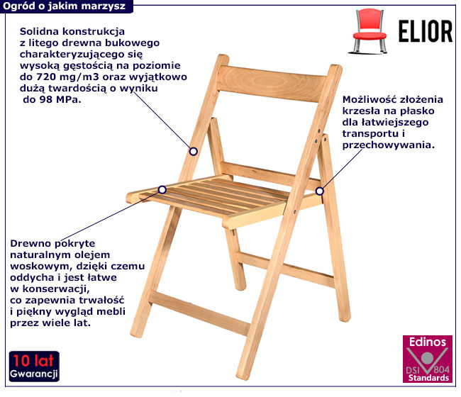 Drewniane składane krzesło ogrodowe Olimpia