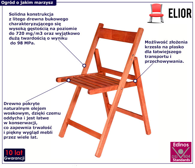 Drewniane składane krzesło ogrodowe Olimpia