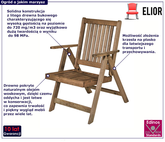 Drewniane składane krzesło ogrodowe Revila