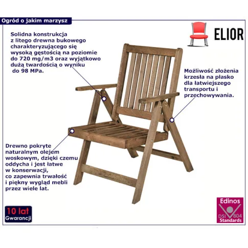 Rustykalne krzesło ogrodowe Pectro