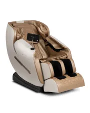 Brązowo-beżowy podgrzewany fotel masujący - Hatino w sklepie Edinos.pl