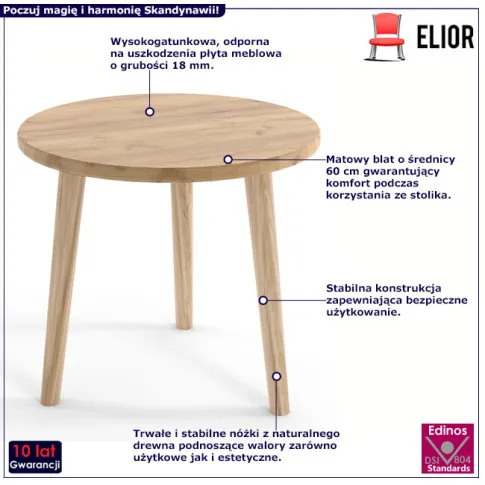 Fotografia Skandynawski stolik kawowy dąb craft złoty - Geza 3X z kategorii Stoliki kawowe