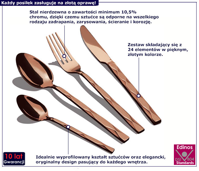 Sztućce z zestawu Moreno 3X