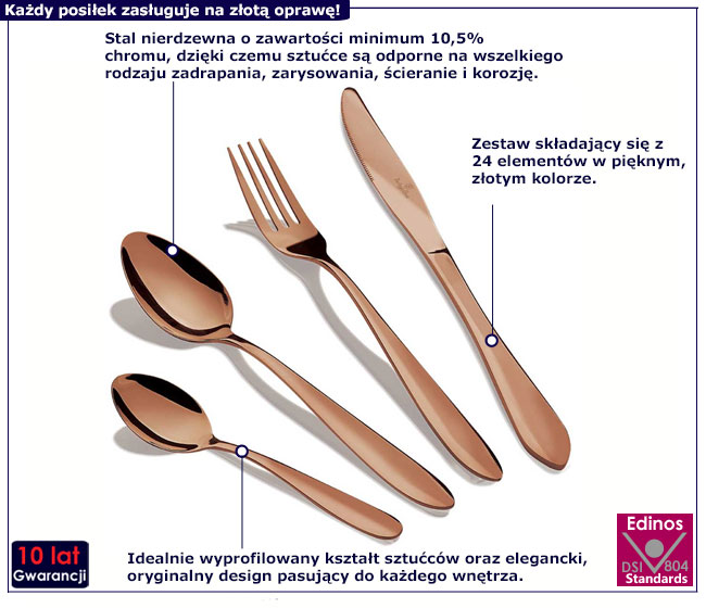 Sztućce z zestawu Moreno 6X