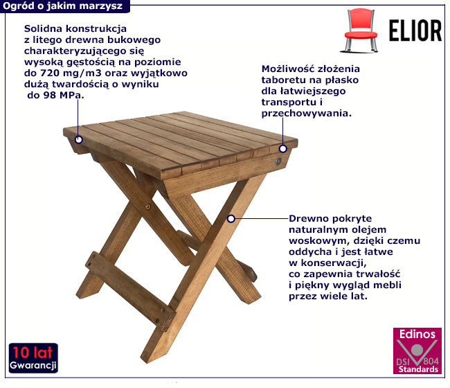 Drewniane składany taboret Lasso
