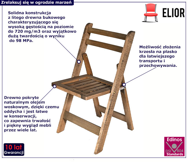 Drewniane składany taboret Nevix