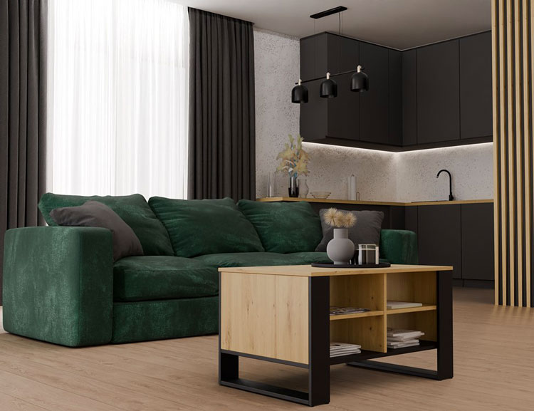 Salon z wykorzystaniem stolika kawowego Renfi 8X