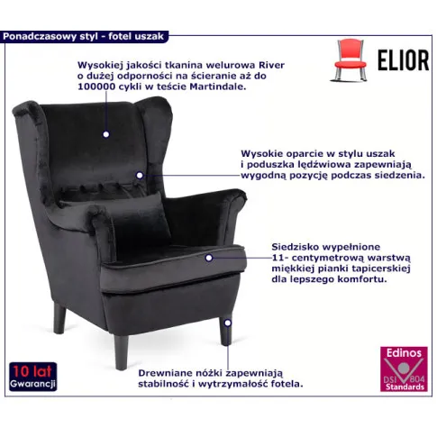 Fotel z wysokim oparciem do salonu Belani