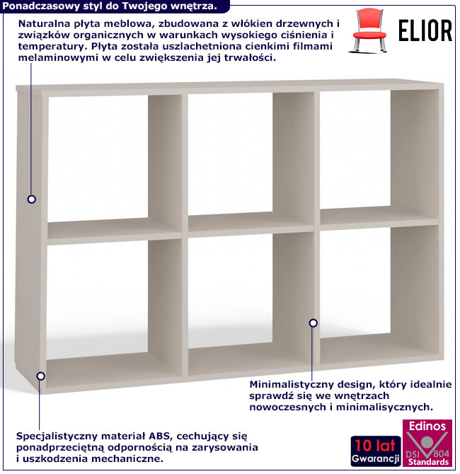 Infografika ażurowego regału do salonu kaszmir Atela 4X