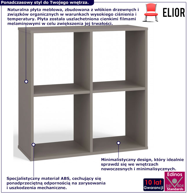 Nowoczesny regal biurowy w kolorze glina Arwen 5X